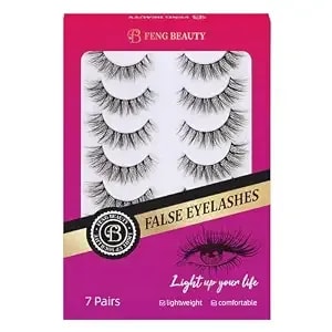 Natural Wispy Cat Eye False Eyelashes Lightweight Fluffy Fake Lashes With Clear Band For Daily Wear Soft Synthetic Fiber Natural Look Lash Strips 7-Pair Value Pack