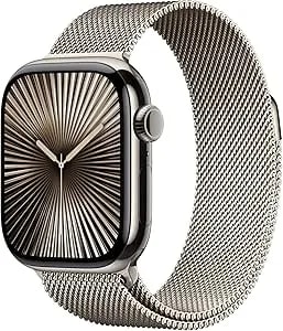 Apple Watch Series 10 [Gps + Cellular, 46mm] - Natural Titanium Case With Natural Milanese Loop, M/L, M/L (Renewed)
