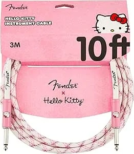 Fender X Hello Kitty White/Pink Woven Cable, 10'