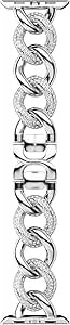 Swarovski Sparkling Chain Strap Compatible With Apple Watch®, Silver Tone, Stainless Steel