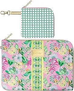 Lilly Pulitzer Padded Tech Sleeve With Small Zip Pouch For Accessories, Cute Laptop Case For Women, Tablet Bag Or 13 Inch Laptop Sleeve, Via Amore Spritzer