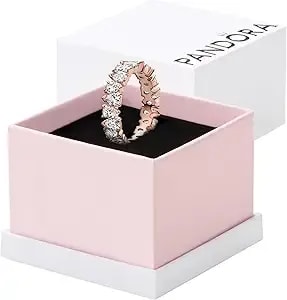 Pandora Alternating Sparkling Band Ring - Rose Gold Ring For Women - Layering Or Stackable Ring - Gift For Her - 14k Rose With Cubic Zirconia - With Gift Box