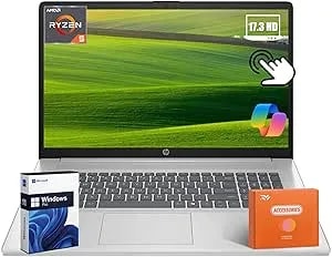 HP 17 Inch Touchscreen Laptop Computer 2026, 16GB RAM, 1TB SSD, AMD Ryzen 5 7430U(Max 4.3GHz), Windows 11 Pro, Copilot AI, 17.3” HD+ Touch Display, Wi-Fi 6, Bluetooth 5.4, HD Cam, Accessories