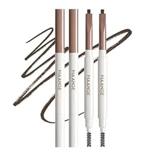 Maange 2pcs Eyebrow Pencil, Retractable Definer Dual-Sided Brow Brush, 3d Long-Lasting Smudge-Proof Eye Brow Pen Makeup, Fine Tip, Fills In Sparse Areas And Gaps,Chocolate-b203