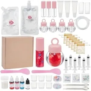 Webeedy Diy Lip Gloss Making Kit For Beginners,48 Pcs Fun Lip Gloss Kit To Make Your Own Lipgloss,Beginner Moisturizing Lipgloss Handmade Set For Women Diy Makeup Supplies Set Gift