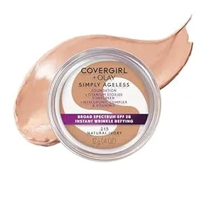 Covergirl Simply Ageless Instant Wrinkle Defying Foundation, Spf 28, Hyaluronic Complex & Vitamin C - 215 Natural Ivory, Pack Of 1
