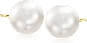 Ross-Simons 11-12mm Cultured Pearl Stud Earrings In 14kt Yellow Gold