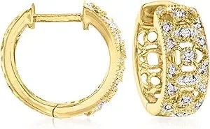 Ross-Simons 0.10 Ct. T.W. Diamond Hoop Earrings In 18kt Gold Over Sterling