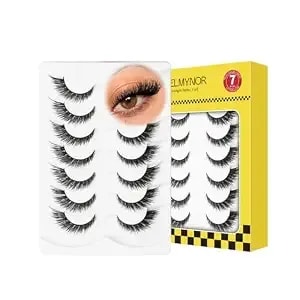 Fluffy False Eyelashes 3d Wispy Fox Eye Lashes 16mm D Curl Strip Lashes Natural Look Fake Eyelash Extensions Soft Thin Band 7 Pairs Pack