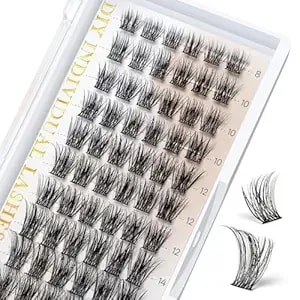 Lash Clusters, 72 Pcs D Curl Eyelash Clusters Super Fluffy Lightweight Individual Lashes 8-16mm Cluster Extensions Soft Comfortable Wispy Natural Diy At Home(Serenity,fd27)