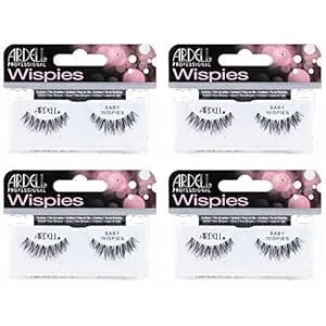 Ardell False Eyelashes Baby Wispies - Black, Natural Look, Lightweight, Long-Lasting, Fluffy, Full Lashes, 4 Pack