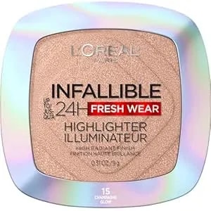 L'Oreal Paris Infallible Up To 24hr Highlighter, Longwear Powder Highlighter For All Day Glow, Champagne Glow, 0.31 Oz