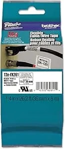 Brother Genuine P-Touch TZE-FX251 Tape, 1" (0.94") Wide Flexible-ID Laminated Tape, Black On White, Best Suited For Wire Wrapping And Flagging, Water-Resistant, 0.94" X 26.2' (24mm X 8M), TZEFX251