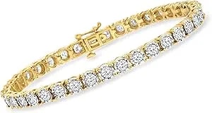 Ross-Simons 5.00 Ct. T.W. Diamond Tennis Bracelet In 18kt Gold Over Sterling