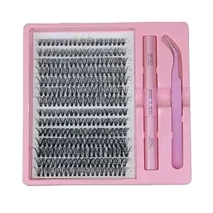 280 Pcs Individual Lashes Set - 30d/40d Styles, 9-16mm Lengths, Includes Professional Bond & Seal Glue + Precision Tweezers, Pink Storage Tray (280)