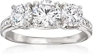 Ross-Simons 1.92 Ct. T.W. Cz 3-Stone Ring In Sterling Silver