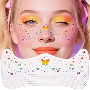 Pride Freckles Face Tattoo - Rainbow Butterfly Glitter Temporary Tattoos - Waterproof Lgbtq+ Face Sparkles For Pride Parade, Festival Celebrations (6 Sheets)