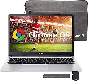 Acer Chromebook 315 15.6" Fhd Laptop, Intel Celeron n4500, 4gb lpddr4 Ram, 1tb Storage (64gb Emmc + 1tb Docking Station Set), Uhd Graphics, Full-Size Keyboard, Wi-Fi 6, Chrome Os, Silver