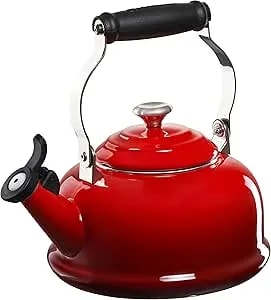 Le Creuset Enamel On Steel Whistling Tea Kettle With Metal Finishes, 1.7 Qt., Cerise