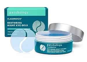 Patchology Flashpatch Restoring Night Eye Gel Patches With Retinol, Squalane & Peptides – Hydrogel Under Eye Masks For Fine Lines, Dark Circles & Puffiness – Overnight Eye Care (30 Pairs)