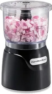 Hamilton Beach 3 Cup Electric Vegetable Chopper & Mini Food Processor - Simple Stack & Press Design - 350 Watts & Stainless Steel Blades For Dicing, Mincing & Puree - Dishwasher Safe - Black