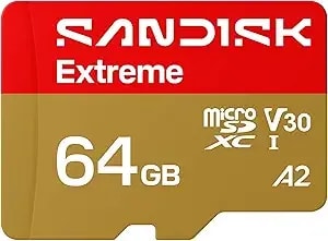 Sandisk 64gb Extreme Microsd Uhs-I Card - Up To 170mb/S Read Speed And 80mb/S Write Speed, 5.3k Video, 4k Uhd Video, High-Performance For Action Cams, Drones, Android Devices - sdsqxh9-064g-gz6ma