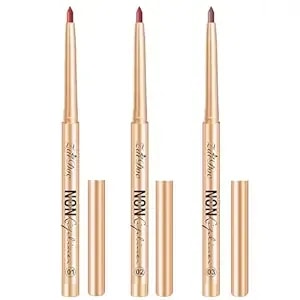 3packs Lip Liner Pencil, Long-Lasting Creamy Lip Liner, Non-Feathering With Rich Pigmented Color, No Sharpener Needed, Shades For Daily/Party, Gift For Makeup Lovers, 0.2g