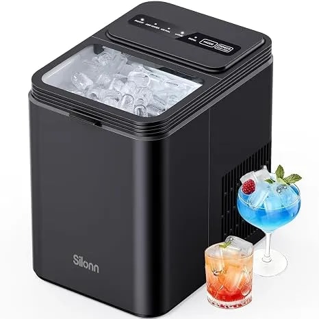 Silonn Ice Maker Countertop, 8 Cubes In 6 Mins, 26.5lbs/24h, Self-Cleaning