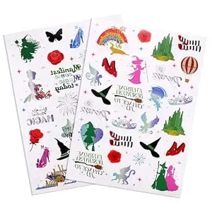 2 Sheets Witch Aesthetic Temporary Tattoos For Kids - Green & Pink Witch Themed Stickers, 50 Foil Fake Tattoos For Boys Girls Witch Lovers, Childern Wizard Birthday Party Movie Night Decorations