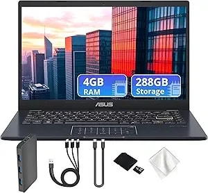 Asus Vivobook Go 14" Fhd Business Laptop, Intel Celeron n4500, Intel Uhd Graphics, 4gb ddr4 Ram, 288gb Storage (128gb Emmc&160gb Docking Station), Numeric Keypad, Wi-Fi 5, Win 11, Star Black
