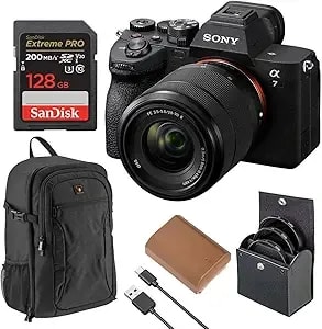 Sony Alpha a7 Iv 33mp 4k Ultra Hd Mirrorless Camera With Fe 28-70mm F/3.5-5.6 Oss Ii Lens, Black - Bundle With 128gb Memory Card, Backpack, Extra Battery, And Filter Kit