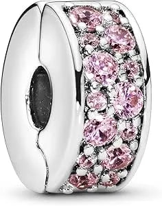 Pandora Jewelry Pink Pave Clip Emerald Charm In Sterling Silver, No Box