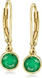 Ross-Simons 1.10 Ct. T.W. Bezel-Set Emerald Drop Earrings In 18kt Gold Over Sterling