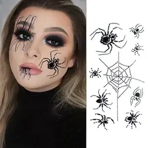 Spider Face Jewels Gems Tattoos For Halloween Makeup, Spider Web Crystal Rhinestone Temporary Stickers Body Face Jewels Stick On Halloween Festival Rave Party Dress-Up