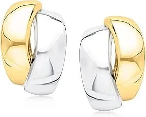 Ross-Simons 14kt 2-Tone Gold Curved Earrings