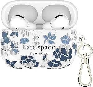 Kate Spade New York Airpods Pro 3 Protective Case With Keychain Ring Clip - Flowerbed Blue, Compatible With Airpods Pro 3rd Generation
