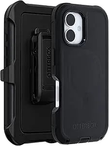 Otterbox Iphone 16 (Only) - Defender Series Magsafe Case - Black - Holster Clip Included - Built-In Magnets - Screenless - Rugged & Durable - With Port Protection - Non-Retail Packaging