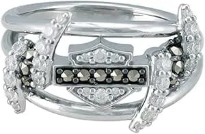 Harley-Davidson Women'S Bling Barb Wire Ring, Shiny Sterling Silver hdr0525
