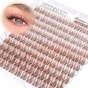 Phkerata Brown Spider Lash Clusters Natural Fluffy Eyelash Clusters - 12-14-16mm Wispy D Curl Cluster Eyelash Extensions For A Soft Look, Diy Brown Lashes 120pcs