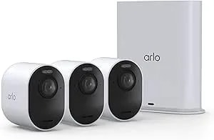 Arlo Ultra (3rd Gen - 2025 Release) 4K Security Camera + Smarthub, Battery Power, Emergency Response, AI Summary, 1-Month Trial Of Secure Plan, 180° Field Of View, 3 Cam, White, Motion Alert