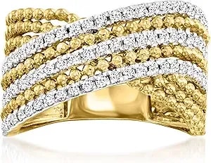 Ross-Simons 0.50 Ct. T.W. Diamond Beaded Crisscross Ring In 18kt Gold Over Sterling