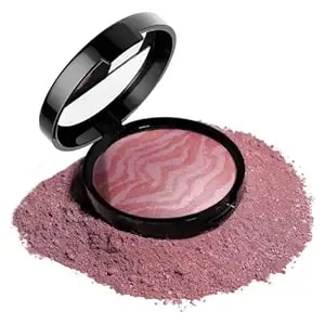 Feicuiyun Baked Blush-N-Brighten Marbleized Blush, 2-In-1 Blush & Highlighter Hybrid - Pink Buttercream - Natural Finish, Buildable Color, (a02#, 1pcs)