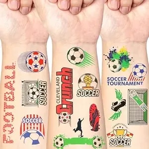 Soccer Temporary Tattoos, 60pcs Soccer Ball Sports Themed Party Favor Supplies, World Cup Football Sports Theme Fake Tattoo Stickers Birthday Party Decorations