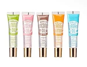Ruby Kisses Broadway Vita-Lip Clear Lip Gloss (5 Pack Mint, Rosehip, Coconut, Argan Oil, Mango Butter), Ultra-Hydrating & Soothing Formula With Vitamin Oils, High-Shine Non-Sticky Finish Lip Balm