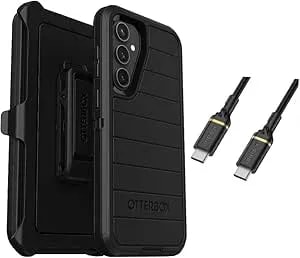Otterbox Galaxy s23 Fe (Only) Bundle: - Defender Series Case - Black - Holster Clip Included - Microbial Defense Protection - Usb-C To Usb-C Cable - Non-Retail Packaging