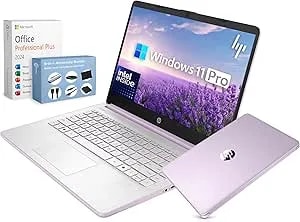 Hp 14” Ultra Light Thin Laptop Computer 2026 Premium, Ms Office, Copilot Ai, 4-Core Intel Cpu, 4gb ddr5 Ram, 628gb Storage (128gb Ufs+500gb Ext), Long Battery, Marxsolaccessory, Win 11 Pro, Lavender
