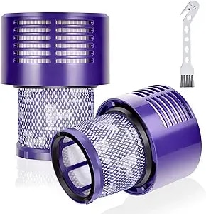 Leadaybetter Vacuum Filter Replacement For Dyson v10 Cyclone Animal - v10 Absolute Total Clean, sv12, sv27 Cleaner, Part No. 969082-01 (2 Pack Washable And Reusable Filters, 1 Clean Brush)