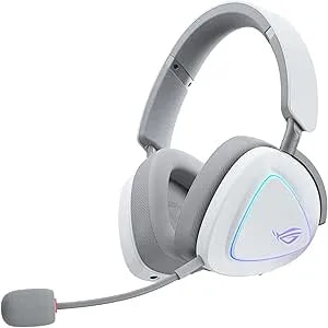 ASUS ROG Delta II Wireless Gaming Headset With Detachable Mic – Tri-Mode (BT, 2.4GHz, 3.5mm), 50mm Titanium-Plated Drivers, 110Hr Battery, Lightweight, For PC, PS5, PS4, Xbox, Switch, Mobile - White