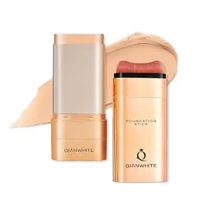 Korean Foundation Stick Foundation For Mature Skin Tint, Buildable Light To Medium Coverage Foundation Makeup Concealer, Dual-Ended With Brush For All Skin -Natural Dewy Finish (Natural)