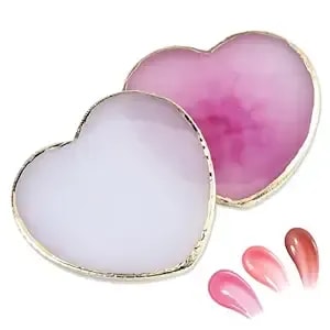 2 Pcs Resin Nail Art Palette, Heart Shaped Nails Art Painting Palettes With Gold Edge Nail Gel Polish Holder Makeup Display Board Cosmetic Mixing Tools Manicure Diy Home Salon Use